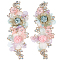 Polyester with Rhinestone  Clothing Patches, Flower, Pink, 275x126x12mm