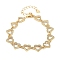 Rack Plating Brass Pave Clear Cubic Zirconia Heart Link Chain Bracelets for Women, Cadmium Free & Lead Free, Long-Lasting Plated, Real 18K Gold Plated, 6-5/8 inch(16.7cm)
