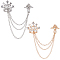 2Pcs 2 Colors Men's Alloy Brooch Lapel Pin, with Crystal Rhinestone, for Career Suit Tuxedo of Shirts Tie Hat Scarf, Crown & Cross, Platinum & Golden, 115mm, 1pc/color