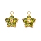 304 Stainless Steel Micro Pave Cubic Zirconia Charms, Plum Blossom, Olive, 11x9.5x3.5mm, Hole: 1.6mm