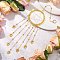 Wire Wrapped Brass Star Hanging Ornaments, Glass Heart Tassel Suncatchers for Outdoor Garden Decoration, Yellow, 312mm