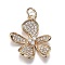Brass Micro Clear Cubic Zirconia Pendants, Long-Lasting Plated, 5-Petal Flower, Real 18K Gold Plated, 18x16.5x4.5mm, Hole: 3.5mm
