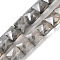 Electroplate Glass Beads Strands, Pearl Luster Plated, Faceted, Square, Gray, 8x8x5.5mm, Hole: 0.8mm, about 49pcs/strand, 15.55 inch(39.5cm)