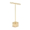 Aluminum Alloy T- Shape Earring Display Stand, with Hexagon Pedestal, Golden, 3.9x6x13.6cm