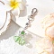 Angel Glass Pendant Decorations, with Flower 304 Stainless Steel Beads and Swivel Lobster Claw Clasps, Medium Sea Green, 86~89mm