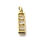 Brass Micro Pave Cubic Zirconia Pendants, Rectangle Charms, Lead Free & Cadmium Free, Long-Lasting Plated, Rack Plating, with Jump Ring, Real 18K Gold Plated, 18x5.5x2mm, Hole: 3mm