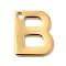 304 Stainless Steel Charms, Letter Charms, Ion Plating(IP), Real 18K Gold Plated, Letter B, 11x9x0.8mm, Hole: 1.2mm