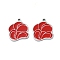 304 Stainless Steel Red Enamel Charms, Flower Charm, Stainless Steel Color, 14.5x12.5x1.5mm, Hole: 1mm