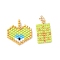 2Pcs Handmade Loom Pattern MIYUKI Glass Seed Beads, Heart with Evil Eye Pendant & Rectangle Pendant Set, with Golden Loop, Pale Green, 18x10x2mm, Hole: 0.7mm, 2pcs/set