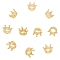 Brass Micro Pave Grade AAA Cubic Zirconia Beads, Large Hole Beads, 3D Crown, Clear, Real 24K Gold Plated, 8x13mm, Hole: 7mm, 10pcs/box