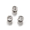 Flat Round Brass Micro Pave Clear Cubic Zirconia Slede Charms, Rack Plating, Cadmium Free & Lead Free, Long-Lasting Plated, Platinum, 4x3mm, Hole: 1x2mm