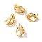 Brass Micro Pave Clear Cubic Zirconia Twister Clasp, Teardrop, Real 18K Gold Plated, 13.5x9.5x8mm, Hole: 1mm