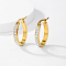 Elegant Geometric Oval 201 Stainless Steel Hoop Earrings, with Rhinestones, Real 18K Gold Plated, 25x15mm