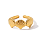 Adjustable 304 Stainless Steel with Cubic Zirconia Cuff Open Rings for Women, Shell Shape, Real 18K Gold Plated, 7.5mm, Inner Diameter: 17mm