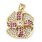Rack Plating Brass Micro Pave Cubic Zirconia Pendants, Long-Lasting Plated, Lead Free & Cadmium Free, Real 18K Gold Plated, Winnower, Fuchsia, 21.5x20x6mm, Hole: 3.5x3mm