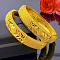 2Pcs Brass Alloy Bangles for Women, Real 24K Gold Plated, Inner Diameter: 2-3/8 inch(6cm)