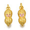Alloy Enamel Pendants, Cadmium Free & Lead Free, with Jump Rings, Matte Gold Color, Peanut, Pink, 17x7x6.5mm, Jump Ring: 5x1mm, 3mm inner diameter