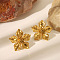 304 Stainless Steel Stud Earrings, Flower, Real 18K Gold Plated, 32.5x34mm