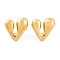 Ion Plating(IP) Heart 304 Stainless Steel Stud Earrings for Women, Golden, 17.5x19mm