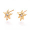 Brass Micro Pave Clear Cubic Zirconia Stud Earring Findings, Long-Lasting Plated, Nickel Free, Real 18K Gold Plated, Star, 9.2x8.1mm, Hole: 2mm, Pin: 0.8mm