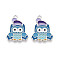 Rack Plating Alloy Enamel Owl Pendants, Cadmium Free & Nickel Free & Lead Free, Platinum, Light Sky Blue, 24.5x18x1mm, Hole: 1.6mm