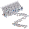 Polyester Fringe Lace Trim Ribbon, with Paillette Flat Round Tassel, Silver, 1-5/8 inch(40mm), 10 yards/set