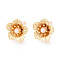 Brass ABS Imitation Pearl Stud Earrings, Flower, Nickel Free, Real 18K Gold Plated, 17x17mm