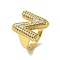 Letter Brass Micro Pave Clear Cubic Zirconia Open Cuff Ring for Women, Real 18K Gold Plated, Letter N, 20x16.5mm, US Size 6(16.5mm)