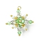 Glass Seed Beaded Tetraptera Pendants, with Jump Ring &  Glass Pearl Round Beads, Lime Green, 31x31x13mm, Hole: 2.5mm