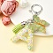 Resin & Acrylic Keychain, with Faux Suede Tassel Pendant & Alloy Findings, Letter A, 9.5cm