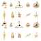 Ocean Theme Brass Pendants, Mixed Shapes, Real 18K Gold Plated, 10 shapes, 2pcs/shape, 20pcs/box