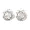 304 Stainless Steel Flower Stud Earrings for Women, Stainless Steel Color, 36mm