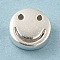 925 Sterling Silver Beads, Flat Round with Smiling Face, with S925 Stamp, Silver, 6x2.5mm, Hole: 1.2mm
