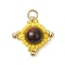 Natural Tiger Eye & Handmade Glass Seed Beaded Star Pendants, with Jump Ring, Golden, Yellow, 19x19x8.5mm, Hole: 3mm