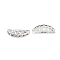 Rack Plating Brass Rhinestone Spacer Beads, Fan Shape, Platinum, Cadmium Free & Lead Free, Long-Lasting Plated, Crystal AB, 19x4x7.5mm, Hole: 1.2mm and 1.6mm