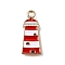 Alloy with Enamel Pendants, Nautical Charms, Light Gold, Red, Lighthouse, 20.5x9x1.5mm, Hole: 1.8mm
