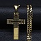 304 Stainless Steel Cross Pendant Necklaces, Curb Chain Necklaces for Men