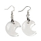 Rack Plating Moon Brass Dangle Earrings for Women, with Natural Quartz Crystal, Cadmium Free & Lead Free, 50x21mm