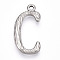 304 Stainless Steel Pendants, Letter Charms, Letter C, 23x12x3mm, Hole: 1.6mm