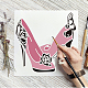 FINGERINSPIRE High Heel Stencil 30x30cm Women Shoe Template with Rose Flower Butterfly Pattern DIY-WH0172-816-7