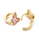 Серьги-кольца из настоящей латуни с позолотой 18 карат в виде бабочки со сглазом EJEW-L269-074G-2