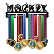 Espositore da parete con porta medaglie in ferro a tema sportivo ODIS-WH0021-641-1
