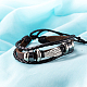 Zinc unisex ala aleación y cuero trenzado de varias vueltas brazaletes ocasionales ajustables BJEW-BB15612-8