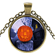 Halloween Theme Glass Pendant Necklaces NJEW-J057-B933-AB-1