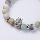 Bracelets extensibles en perles d'amazonite de fleurs naturelles BJEW-E325-E01-F-2
