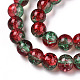 Two-Tone Crackle Baking Painted Transparent Glass Beads Strands X-CCG-T004-8mm-06-2