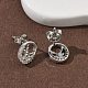 Плоские круглые серьги-гвоздики с оленями из латуни с микропаве из прозрачных кубических цирконий EJEW-F383-11P-5