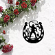 人間の鉄壁の標識が付いた蹄鉄  金属芸術の壁の装飾  居間用  家  オフィス  庭園  キッチン  ホテル  バルコニー  マットガンメタルカラー  200x200x1mm  穴：5mm AJEW-WH0286-082-5