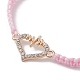 Bracelet à maillons coeur en alliage de strass BJEW-JB10002-01-3