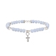 4pcs 4 style naturel angelite & lave rock & opalite ensemble de bracelets extensibles perlés ronds BJEW-JB09083-4